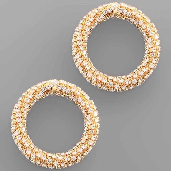 35mm Crystal Beaded Circle Earrings - Picture 1 of 2